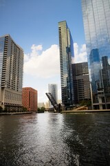 Fototapeta premium View of the Chicago Skyline on a Clear Blue Summer Day from the River