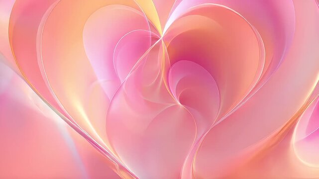 Romantic love theme for Valentines Day. A vibrant, abstract digital artwork featuring a heartshaped fractal pattern of pink and peach hues, creating a mesmerizing visual effect.