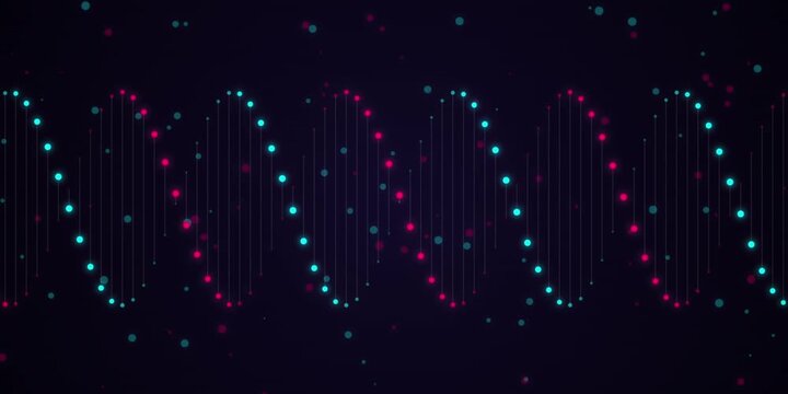 DNA Animation Visualizing Genetic Code in a Futuristic Digital Environment with Twisting Helix Structure
