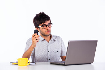 Young modern busy businessman