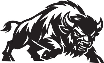 American Bison Black Vector, Minimal Buffalo Silhouette Emblem