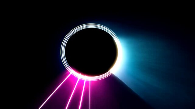 Abstract rendering of a glowing circle with light rays on a dark textured background