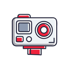 Professional Action Camera Digital Equipment Icon for Extreme Sports Videography and Adventure Vlog Content