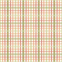 Modern seamless checkered pattern with peach, orange, and sage green lines on white. A versatile coordinate for floral and stripe collections, ideal for nursery textiles and minimalist decor.