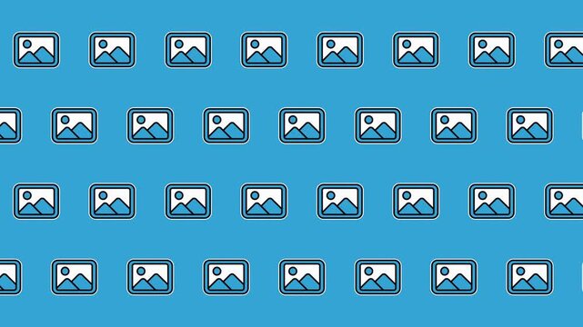 Seamless Gallery Image Icon Loopable Animated Pattern Background, Minimal Photo Thumbnail Repeat Design