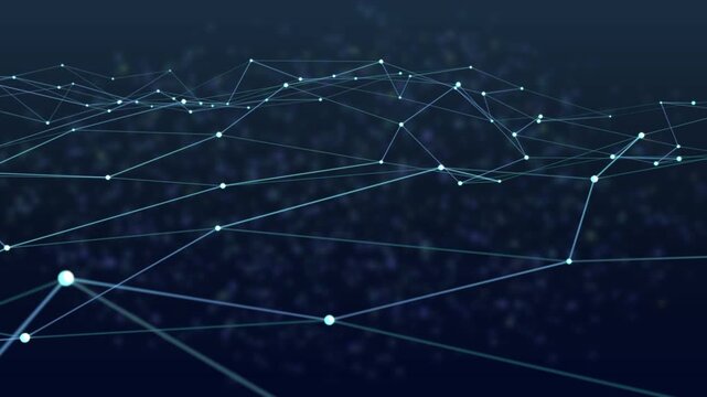 Blue Connected Digital Network Grid Motion Background Loop