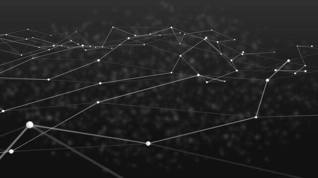 Monochrome Connected Digital Network Grid Cybersecurity Background Loop