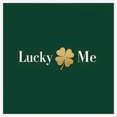 Lucky Me St Patrick&rsquo;s Day Square Design with Gold Clover on Green Background