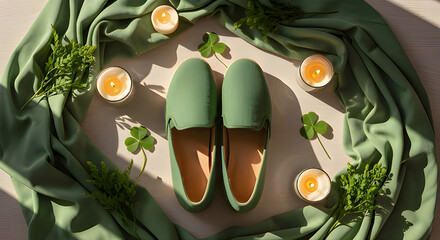 Cozy St. Patrick&rsquo;s Day Green Fashion Lifestyle Flat Lay
