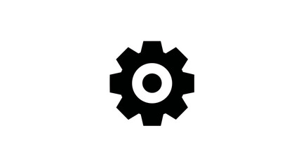 Obraz premium A black and white, simple icon of a gear wheel with a white inner circle