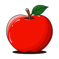 Red Apple with leaf illustration 