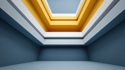 Fototapeta premium Modern Architectural Design with Geometric Shapes in Neutral and Bright Color Palette Showcasing Creative Space and Minimalist Aesthetic