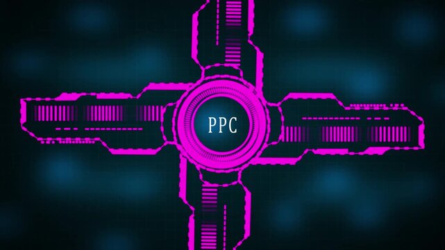 glowing, Business, Technology, Internet and network concept. PPC Pay per click payment. Technology digital marketing grid and map background.
