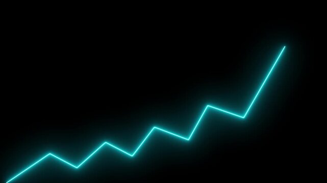 Market Recovery Concept. Successful growth trend blue line graph going Up.Abstract neon line arrow down business graph. business neon line animation.4k