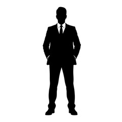 Silhouette of a Businessman Standing isolated on transparent background.