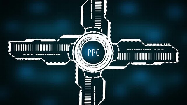 glowing, Business, Technology, Internet and network concept. PPC Pay per click payment. Technology digital marketing grid and map background.