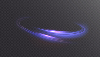 Shiny bright purple glowing curved line with magical light effect. Glow effect for game interface design on black background.  © Valeriia