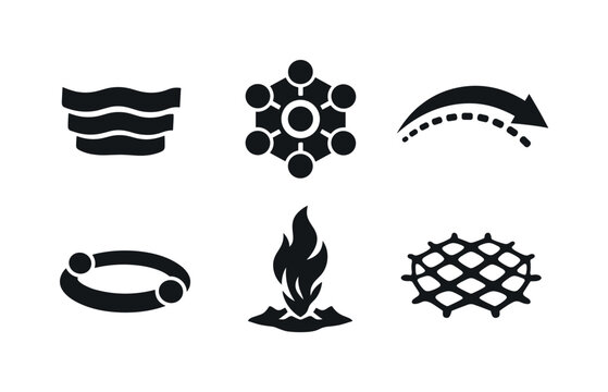 Solid style icons of deep-ocean reservoirs: abyssal layer bands, nutrient storage node, slow-circulation arc, long-term buffer