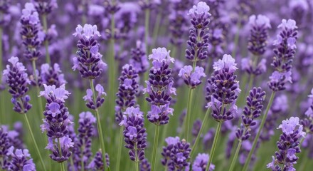 Obraz premium Lavender flowers in a field blooming.