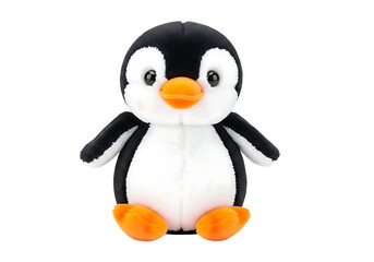 Obraz premium A cute stuffed penguin toy with orange feet