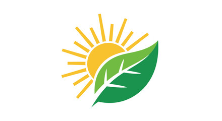 Obraz premium Sunshine And Leaf Logo Illustrates Nature And Renewable Energy Concept Perfectly