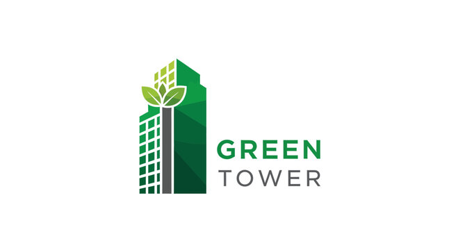 Sustainable and Modern Green Building Logo Design for Eco-Friendly Architecture