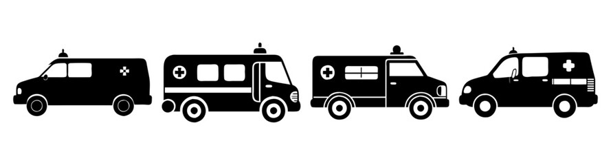 Fototapeta premium Police car convoy fleet emergency response vehicles flat design vector illustration icon pack