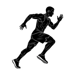 Fototapeta premium Man Running in Athletic Stance Fast isolated on transparent background.