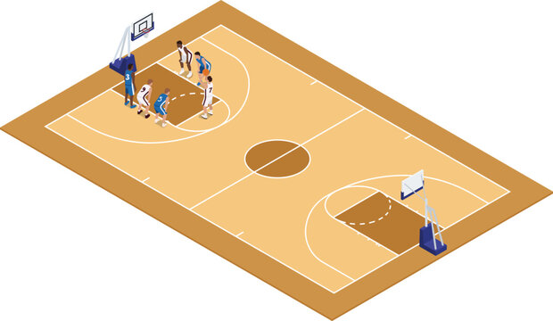 Basketball players on free throw line