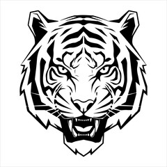 Fototapeta premium Roaring Tiger Head Vector Silhouette - Fierce Animal Mascot Logo