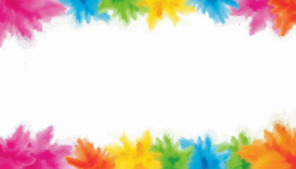 Colorful Holi Festival Day banner with a vibrant floral frame and pink, rainbow hues on a white background, ideal for social media design and business promotions. © Hino