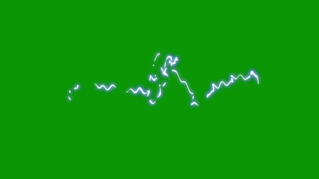 Flash FX Energy Burst Spark Electric Effects Animation, Cartoon lightning thunder boom FX with glowing doodle sparks, vibrant hand drawn energy flashes, 2D cartoon explosion green screen background.