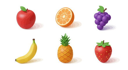 Fototapeta premium Assorted Fruits Displayed on White Background.