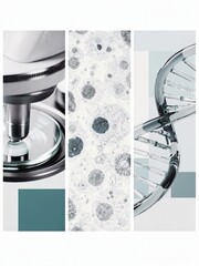 Precision microscopy showcasing cells alongside a metallic DNA strand highlights the intricate beauty of scientific exploration in cellular biology expressed through advanced technology