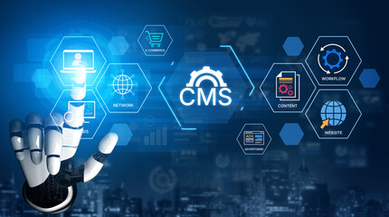 An AI assistant powers a smart Content Management System (CMS). This automated platform optimizes the digital content workflow, website administration, and e-commerce functions. Fermion