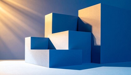 blue pedestal on a white background