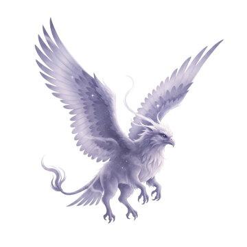 Elegant Griffin with Wings Spread