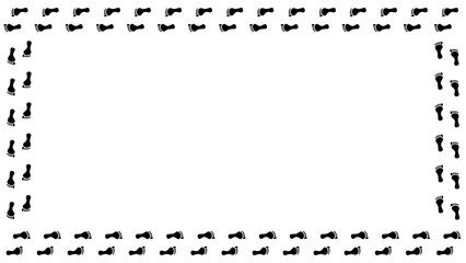 Fototapeta premium Black Footprint Frames. Human Footsteps Border. Frame with human footprint. Footstep cartoon frame. Black human footprint border