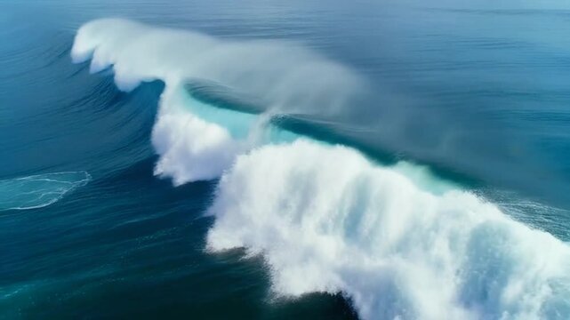 A large ocean wave curling over itself with white foam cresting on the top