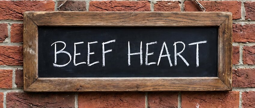 Rustic wooden frame chalkboard with beef heart text