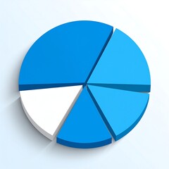 Obraz premium A 3D pie chart with five sections in various shades of blue