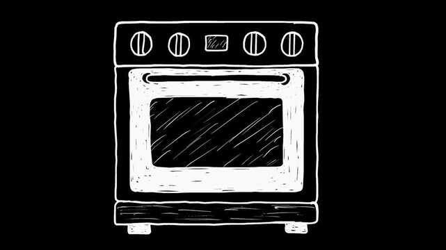 Wiggly hand-drawn kitchen stove appliance on transparent background 1