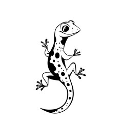 Gecko. Gecko simple black and white line art vector logo