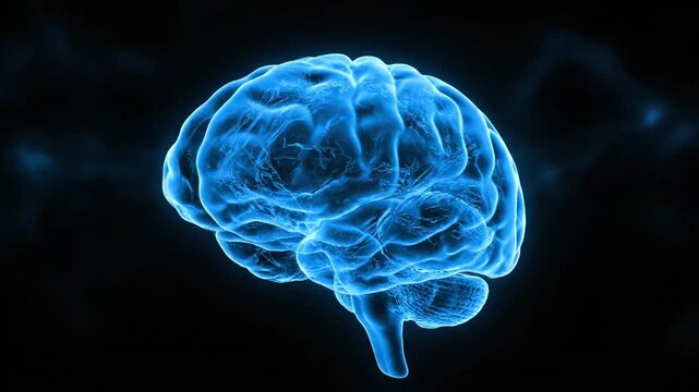 Glowing blue brain concept.