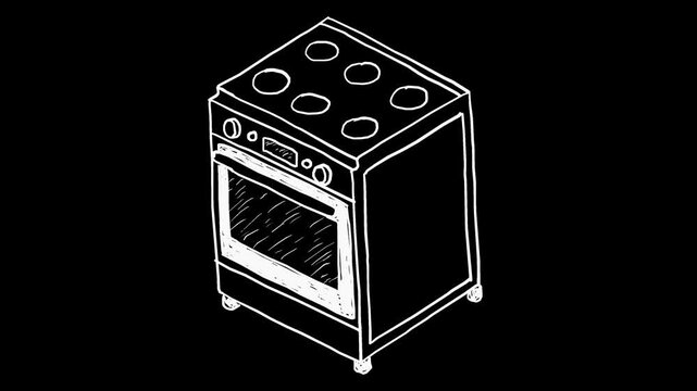 Wiggly hand-drawn kitchen stove appliance on transparent background 2
