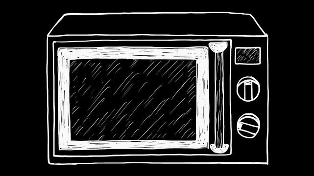 Wiggly hand-drawn microwave kitchen appliance on transparent background 1