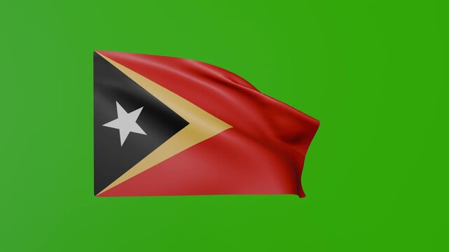 Waving Flag of East Timor on Green Screen &ndash; Official Timor-Leste National Flag Animation Loop
