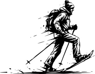 Fototapeta premium Artistic rendition of snowshoeing adventure captured in expressi 