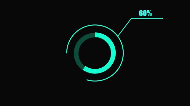 Teal Progress Circle Infographic 60 Percent Completed Chart.