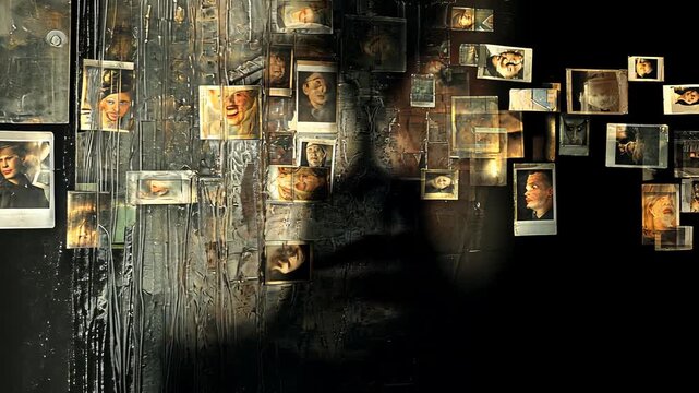 Abstract Art Photo Collage: Face Silhouette and Photographic Memories in Dimensional Imagery for Emotional Expression and Visual Storytelling